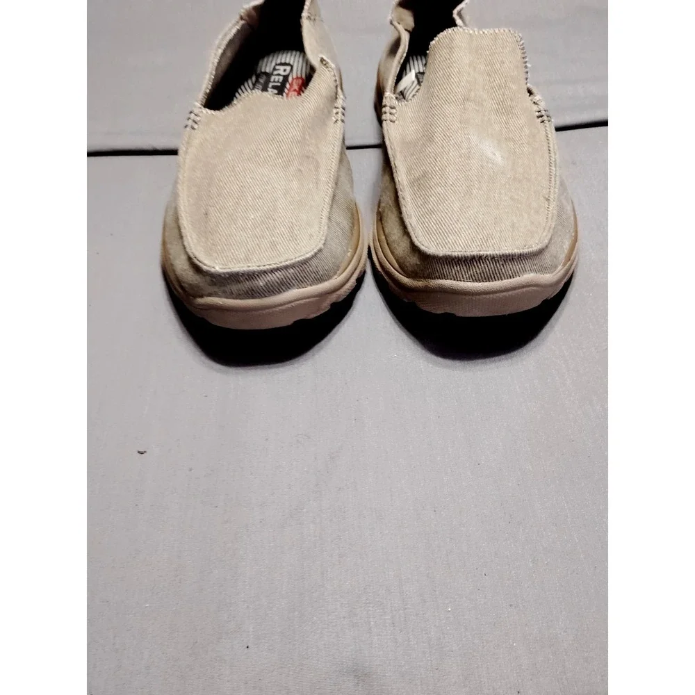 Skechers Relaxed Fit Shoe Men 9 Khaki Resort Walking Hands Free Boat Memory Foam